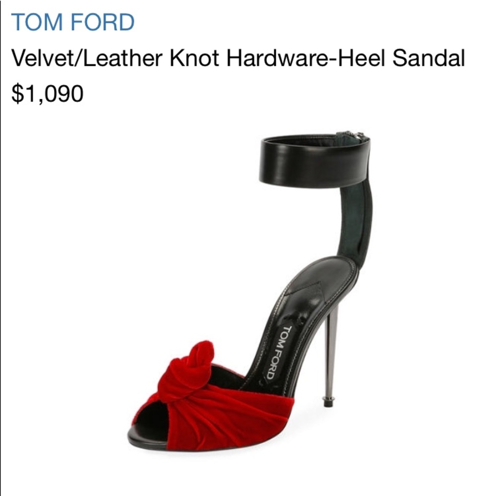 Tom Ford Velvet/Leather Knot Hardware Heel Sandal